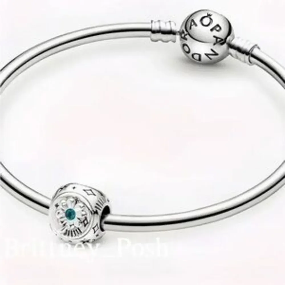 Pandora Silver Charm with Teal Gem